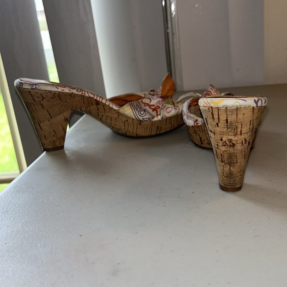 Coach “Karen” slip on logo sandals with front bow aesthetic tie Sz 5.5 - Picture 5 of 12